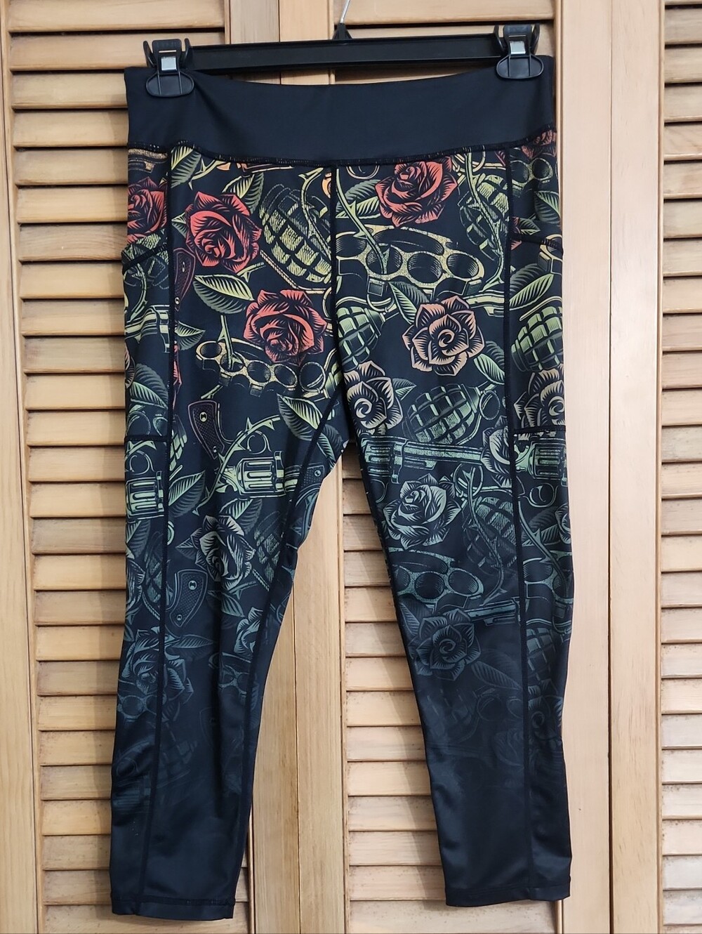 Constantly Varied Gear Black Leggings with Red & Olive Accents
